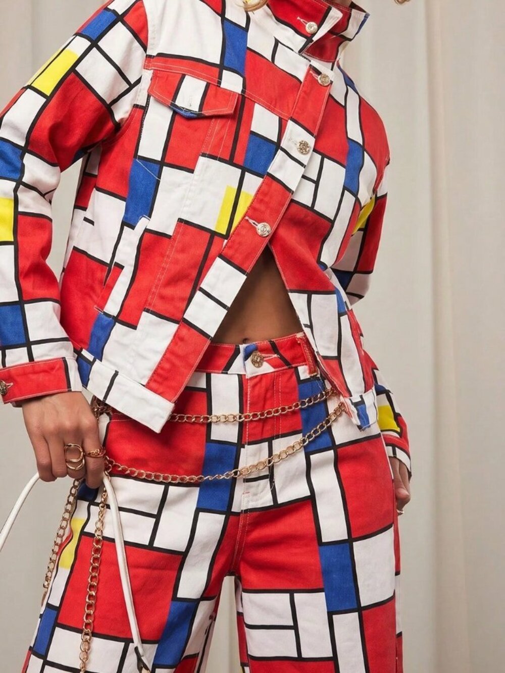 Red Casual Women's Long Sleeve Abstract Print Top